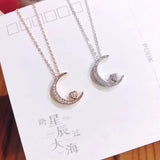 925 Silver Necklace Zircon Inlay Star Heart Month Love Necklace
