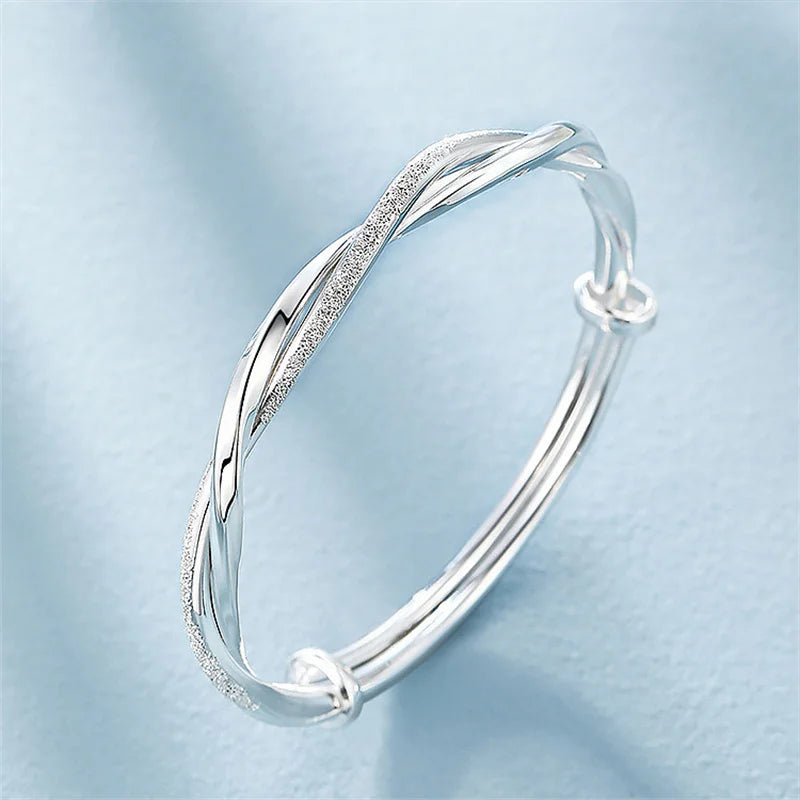 925 Silver Weave Bracelet for Women Engagement Jewelry