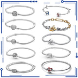 925 Silver Snake Chain Bracelet for Charms Beads Safety Chain