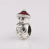925 Sterling Silver Snowman and Santa Hat Charm Bead