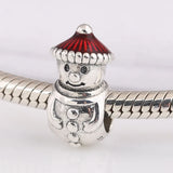 925 Sterling Silver Snowman and Santa Hat Charm Bead