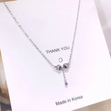 925 Silver Women's Pisces Pendant Necklace Zircon Clavicle Chain