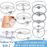 925 Silver Heart Flower Bracelet Evil Eye Beaded Fit Charm Jewelry