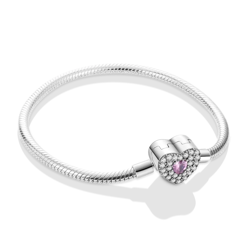925 Silver Heart Flower Bracelet Evil Eye Beaded Fit Charm Jewelry