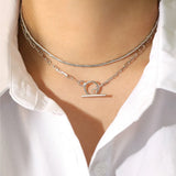 925 Silver Ot Button Choker Necklace Women Lady Jewelry