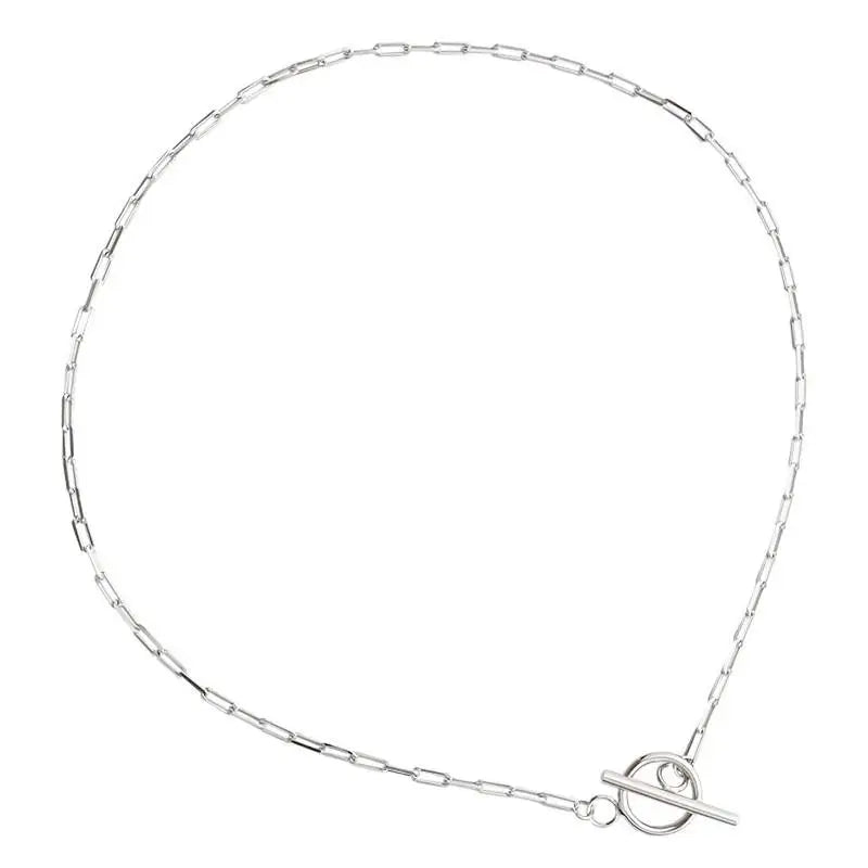 925 Silver Ot Button Choker Necklace Women Lady Jewelry