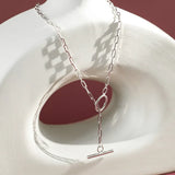 925 Silver Ot Button Choker Necklace Women Lady Jewelry