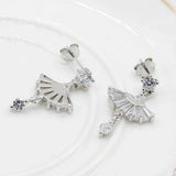 925 Silver Dancer Dress CZ Earrings Romantic Love Jewelry
