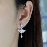 925 Silver Dancer Dress CZ Earrings Romantic Love Jewelry