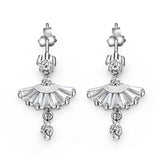 925 Silver Dancer Dress CZ Earrings Romantic Love Jewelry