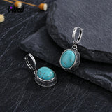 925 Silver Moonstone Hoop Earrings Turquoise Labradorite Ear Jewelry