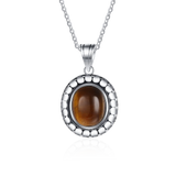 925 Silver Tiger Eye Pendant Necklace for Women