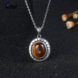 925 Silver Tiger Eye Pendant Necklace for Women