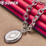 925 Silver Oval Photo Frame Pendant Necklace 18" Chain