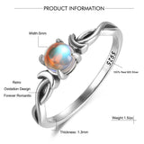925 Silver Rainbow Moonstone Flower Pendant Rings for Women