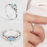 925 Silver Rainbow Moonstone Flower Pendant Rings for Women