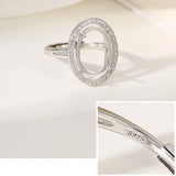 925 Sterling Silver Oval Ring Base Blank 6x8-12x16mm Gemstone DIY Setting