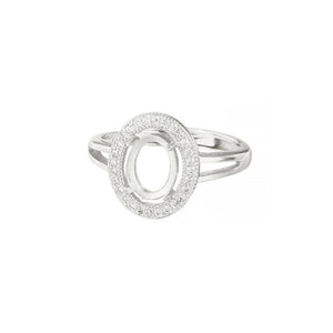 925 Sterling Silver Oval Ring Base Blank 6x8-12x16mm Gemstone DIY Setting