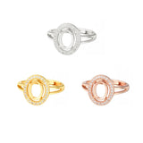 925 Sterling Silver Oval Ring Base Blank 6x8-12x16mm Gemstone DIY Setting