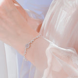 925 Silver Gray Agate Tree Leaves Moonlight Bracelet