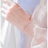 925 Silver Gray Agate Tree Leaves Moonlight Bracelet