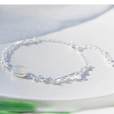 925 Silver Gray Agate Tree Leaves Moonlight Bracelet