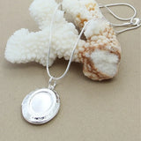 925 Silver Oval Photo Frame Pendant Necklace with Snake Chain