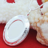 925 Silver Oval Photo Frame Pendant Necklace with Snake Chain