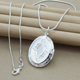 925 Silver Oval Photo Frame Pendant Necklace with Snake Chain