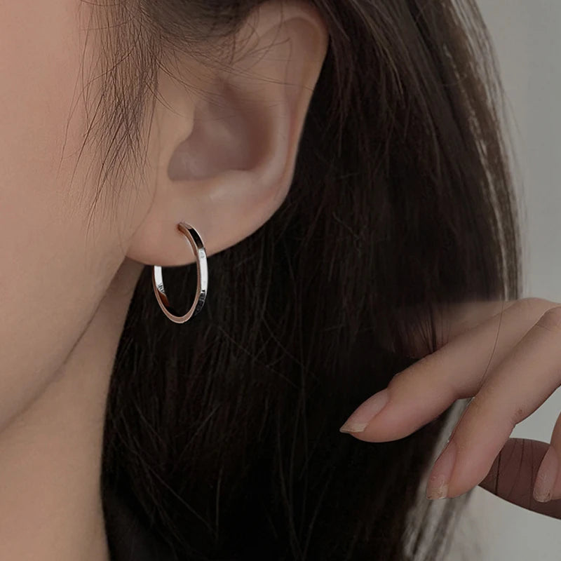 925 Silver Oversize Circle Hoop Earrings Crystal Round Earring Brincos