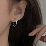 925 Silver Oversize Circle Hoop Earrings Crystal Round Earring Brincos