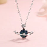 925 Silver Paceman Planet Necklace Women Lady Student Girl Fine Jewelry
