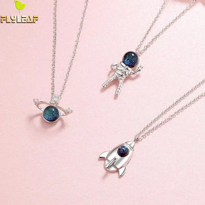 925 Silver Paceman Planet Necklace Women Lady Student Girl Fine Jewelry