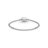 925 Sterling Silver Pan Bracelet Barrel Clasp Snake Chain Bangle
