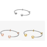 925 Silver Pan Bracelet Rose Moments Snake Chain Style Bangle