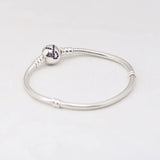 925 Silver Pan Bracelet Women Crystal Red Clap Snake Chain Lady Charm Pendant