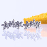 925 Silver Daisy Cluster Crystal Stud Earrings Wedding Gift