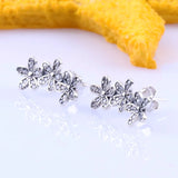 925 Silver Daisy Cluster Crystal Stud Earrings Wedding Gift