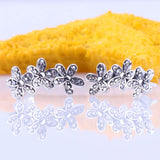 925 Silver Daisy Cluster Crystal Stud Earrings Wedding Gift