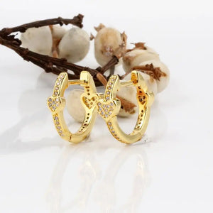 925 Silver Pan Rose Hearts Asymmetric Earrings for Women