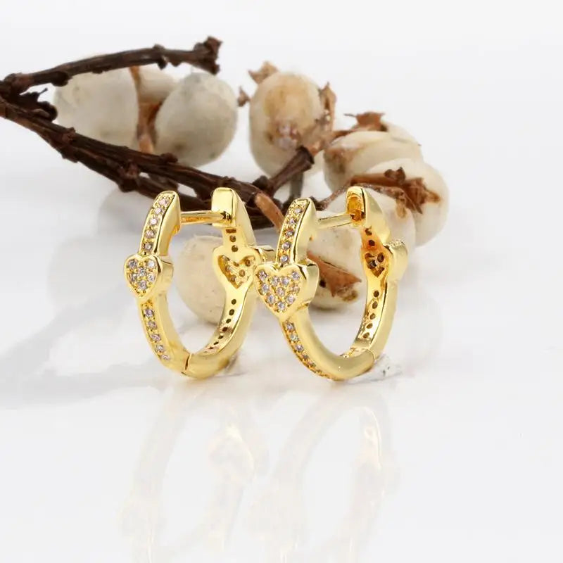 925 Silver Pan Rose Hearts Asymmetric Earrings for Women