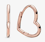 925 Silver Pan Rose Hearts Asymmetric Earrings for Women