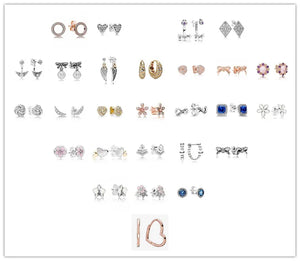 925 Silver Pan Rose Hearts Asymmetric Earrings for Women