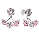 925 Silver Pan Earring Square Sparkle Hoop Earrings Wedding Party Jewelry