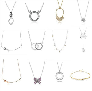 925 Silver Pan Necklace Signature Spinning Hearts Clasp Necklace