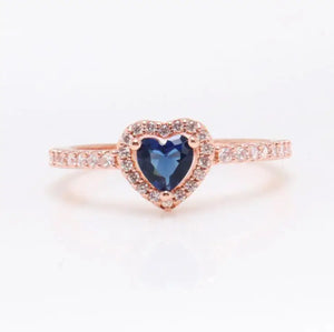 925 Sterling Silver Pan Ring Elevated Heart Ring With Crystal