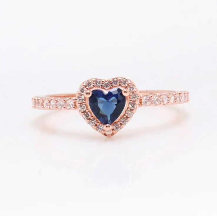 925 Sterling Silver Pan Ring Elevated Heart Ring With Crystal