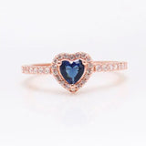 925 Sterling Silver Pan Ring Elevated Heart Ring With Crystal