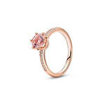 925 Sterling Silver Pan Ring Elevated Heart Ring With Crystal