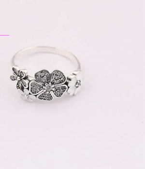 925 Sterling Silver Pan Ring Bouquet Flower Ring For Women